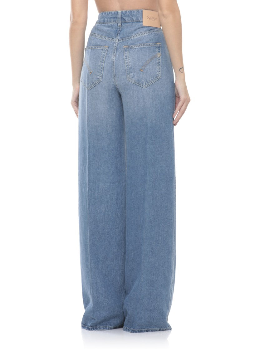 Dondup Blue Beatrix Leather Tab Denim Jeans