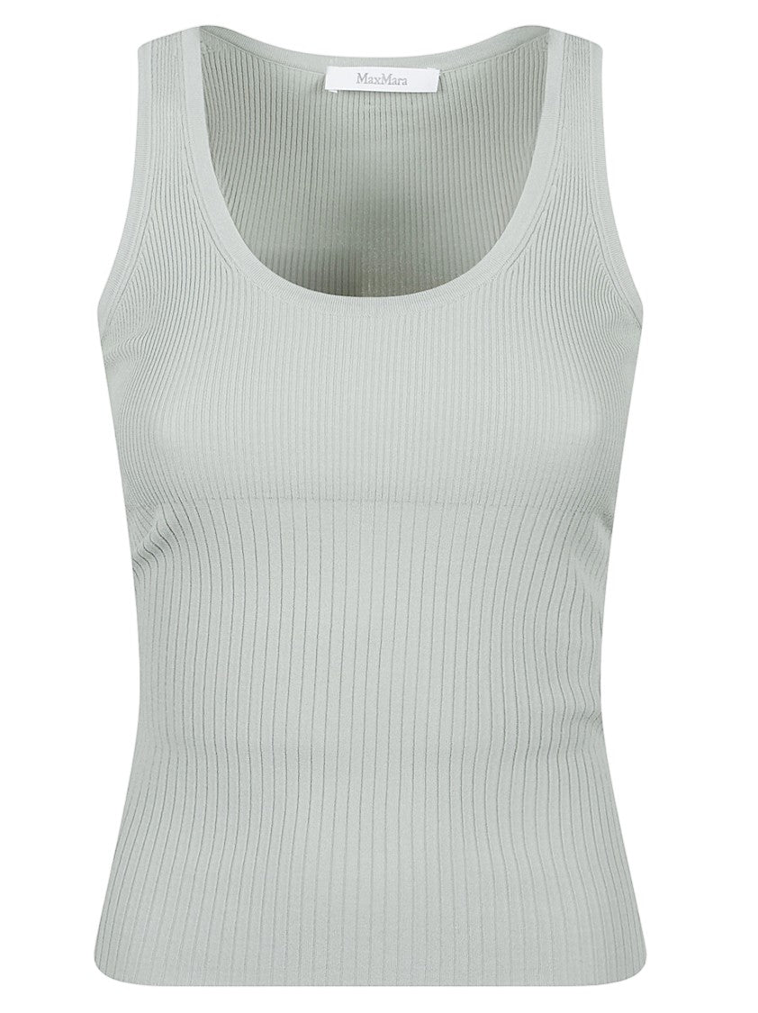Max Mara Sleeveless Ribbed Knit Top With Scoop Neckline