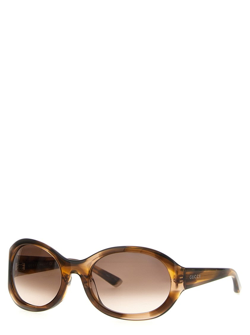 Gucci Round Sunglasses With Gradient Lenses And Metal Tips