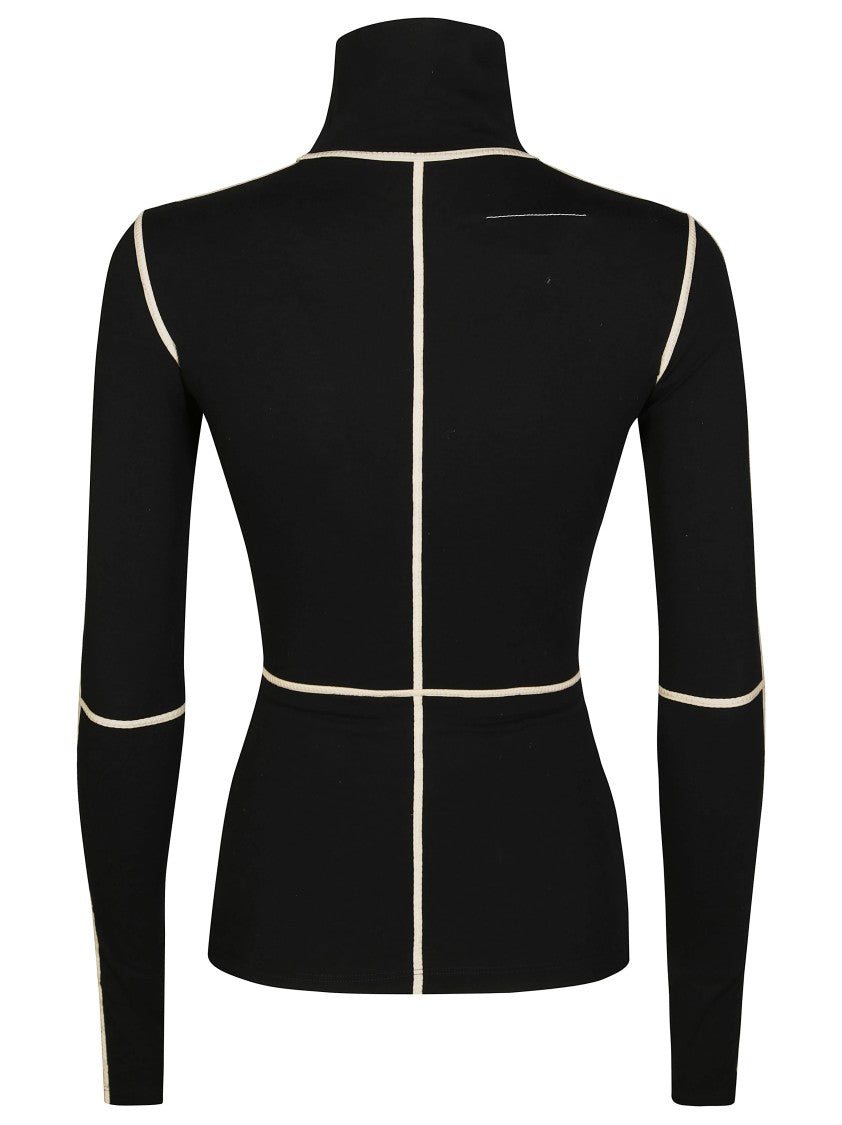 Mm6 By Maison Margiela Long-Sleeved Fitted Top With Geometric Seams