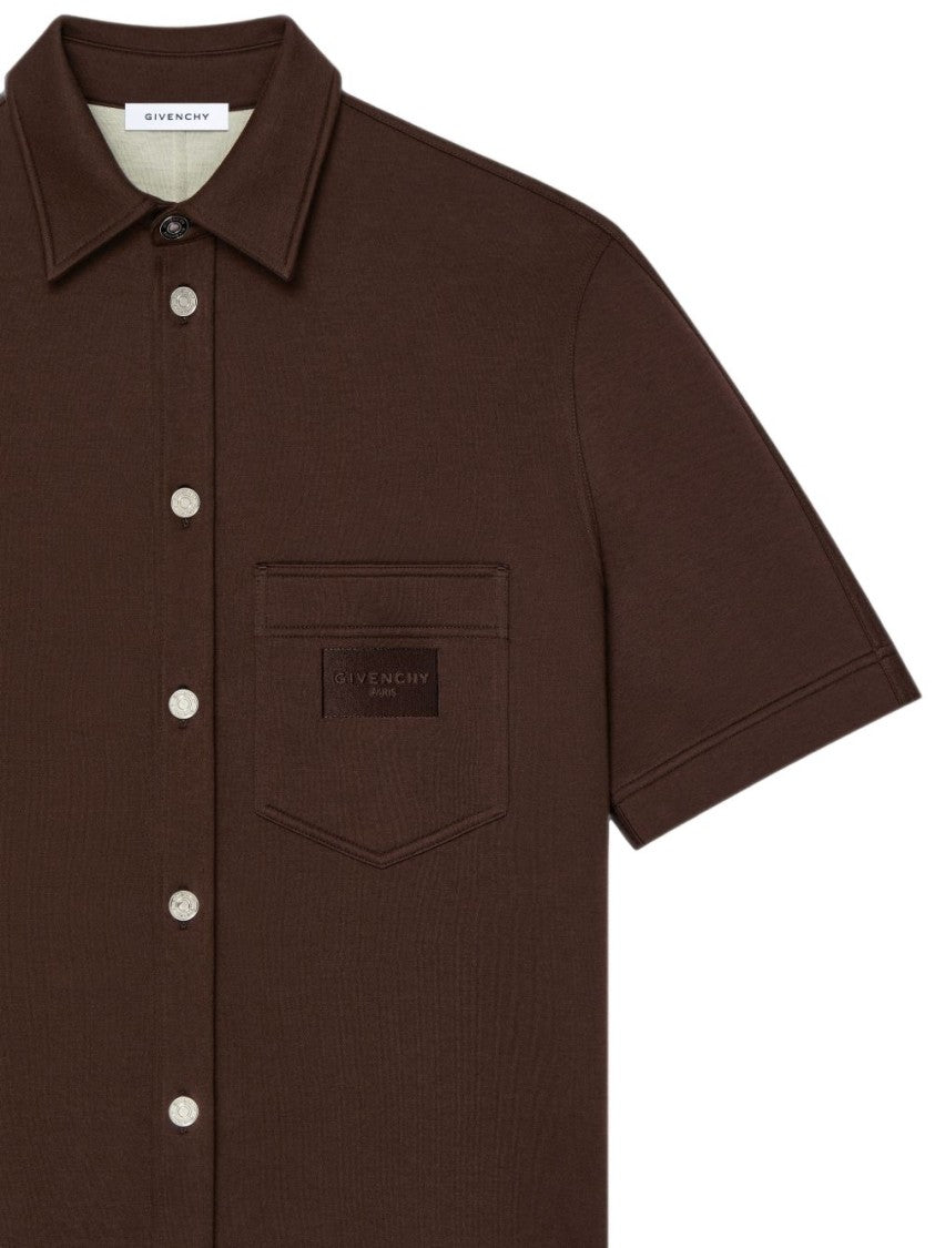 Givenchy Boxy Cropped Metallic Closure Classic Collar Shirt