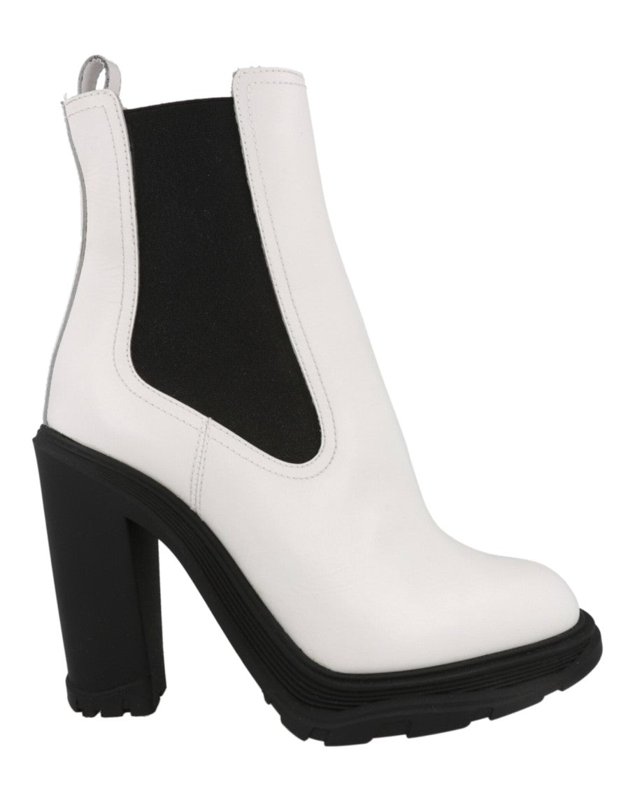 Alexander Mcqueen Ankle-Length Calfskin Leather Chelsea Boots With Block Heel