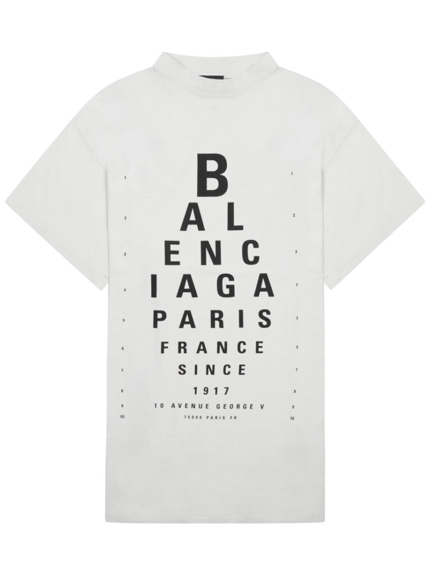 Balenciaga White Oversized T-Shirt With Eye Chart Print