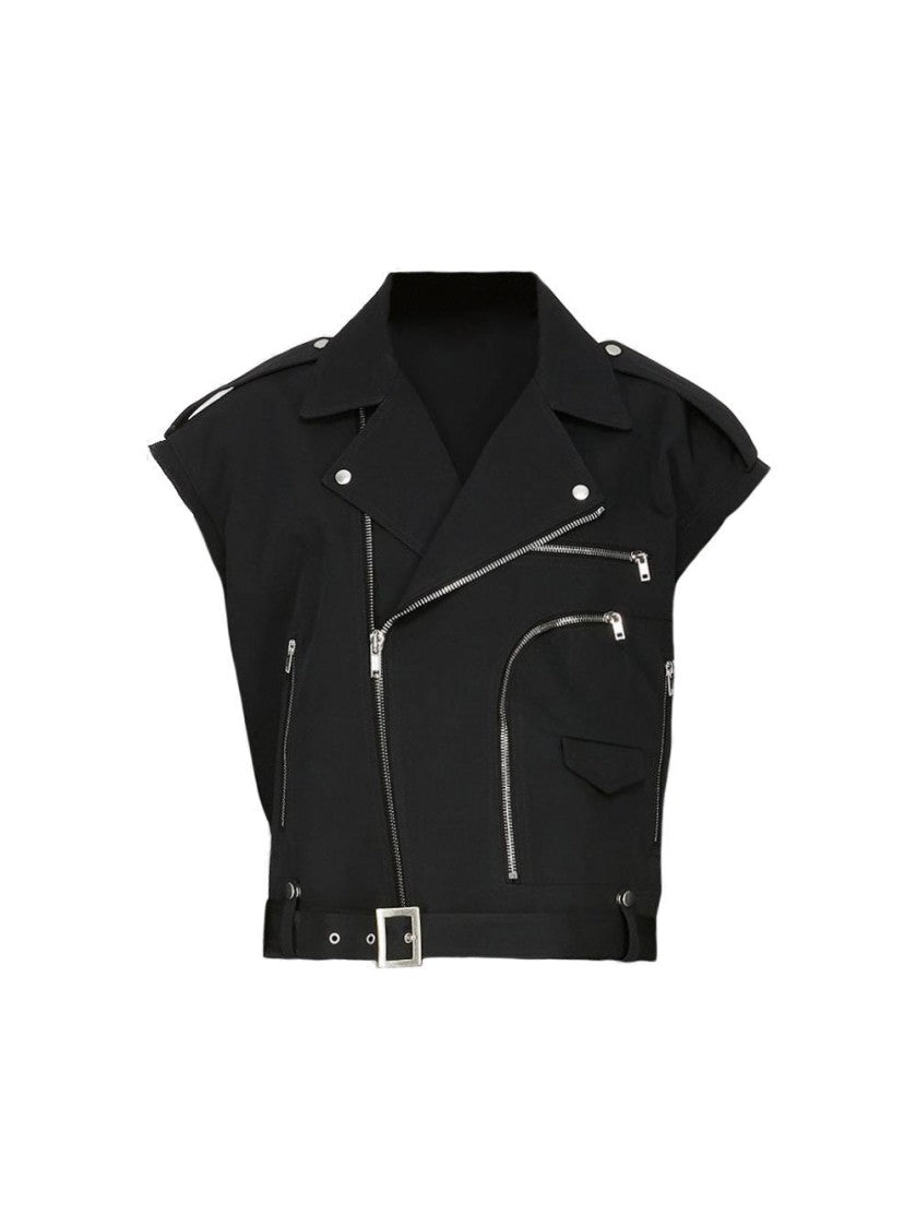 Rick Owens Cropped Sleeveless Black Stooges Jacket With Double-Breasted Design