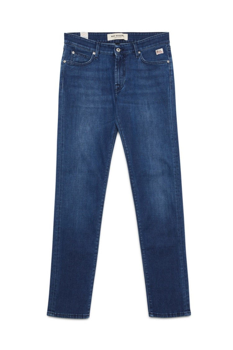 Roy Rogers Slim-Fit Dark Wash Contrast Stitching Jeans