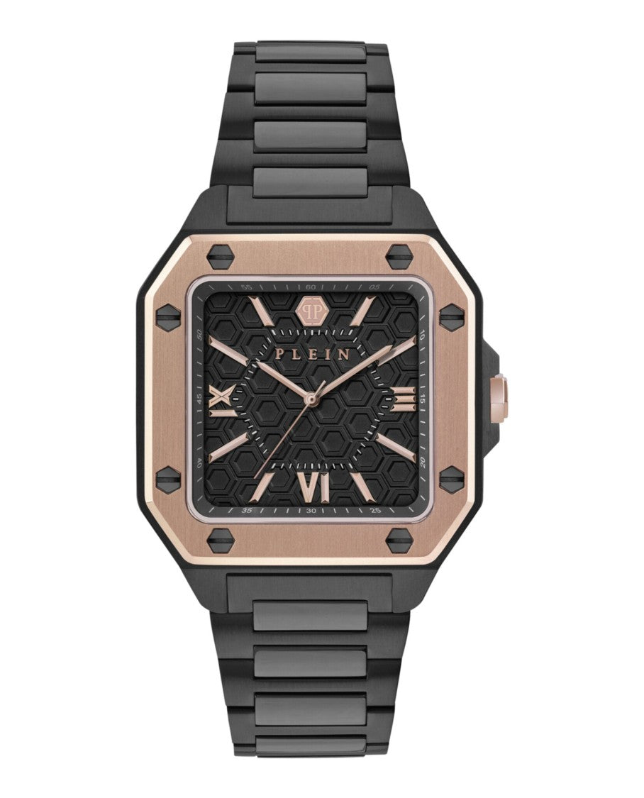 Philipp Plein Square Black Case Watch With Guilloche Dial