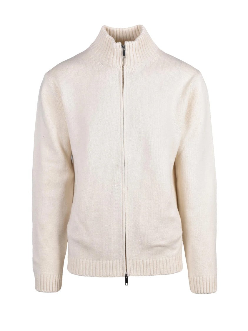 Daniele Fiesoli Beige Merino Wool Zip Cardigan