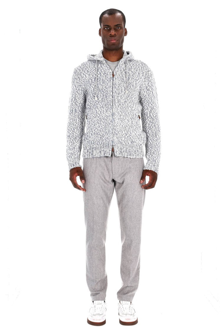 Eleventy Mouliné Full Zip Cashmere Hoodie