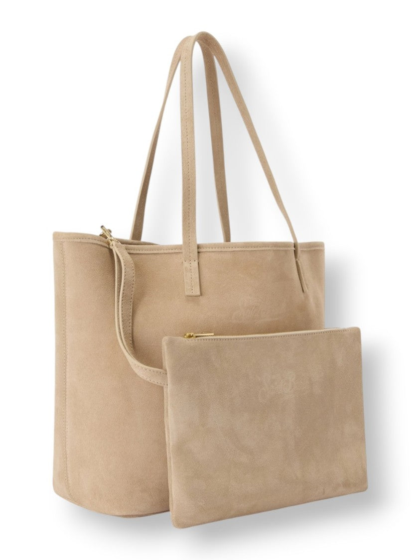 Mc2 Saint Barth Beige Suede City Crossbody Bag