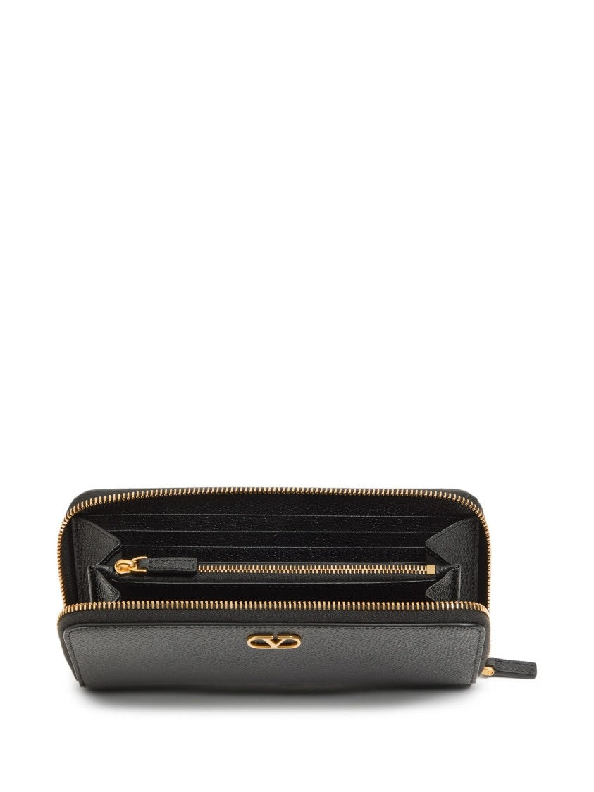 Valentino Textured Leather Zip-Around Vlogo Wallet
