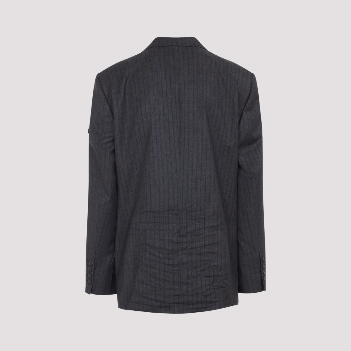 Balenciaga Gray Wool Blazer With Pinstripe Pattern