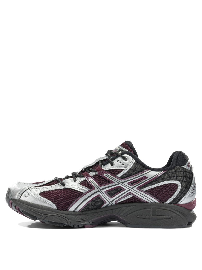 Asics Burgundy Slip-On Sneakers With Dynamic Pattern And Textured Sole