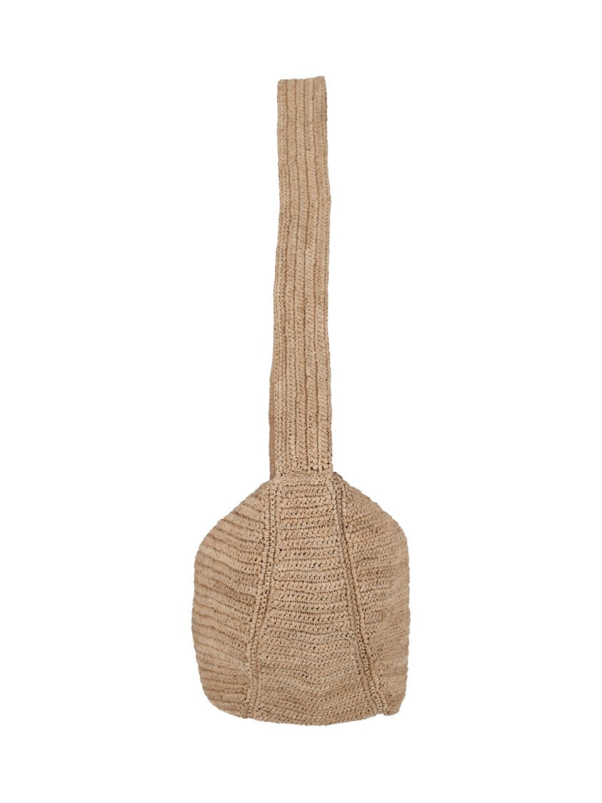 Ibeliv Beige Luna Woven Raffia Shoulder Bag