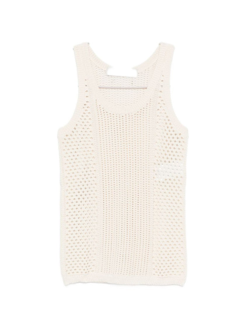 Golden Goose White Round Neck Embroidered Cotton Tank Top