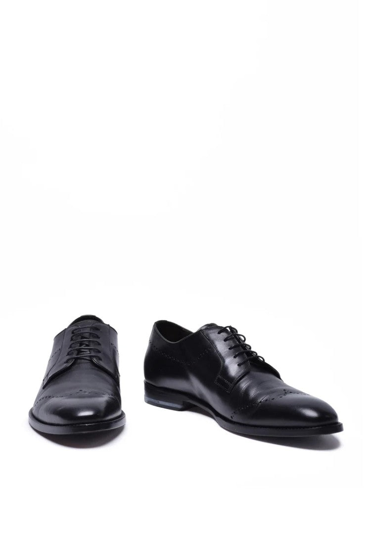 Canali Perforated Lace-Up Shoes - Black