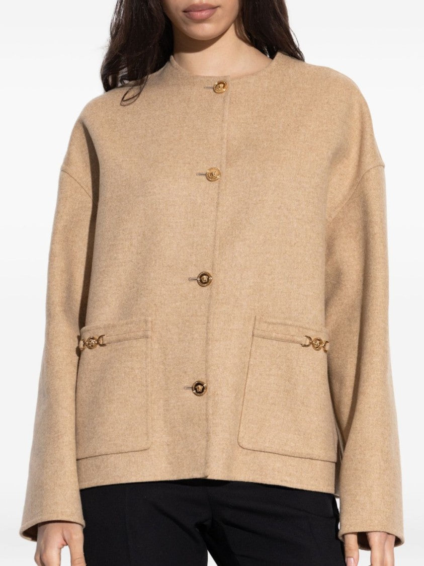 Versace Boxy Silhouette Jacket With Gold-Tone Buttons