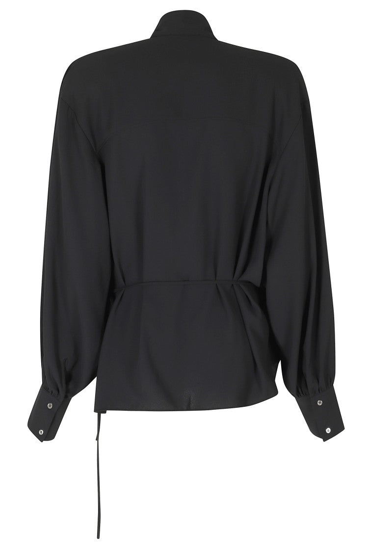 Iro Black Bliss Scarf Draped Polyester Shirt
