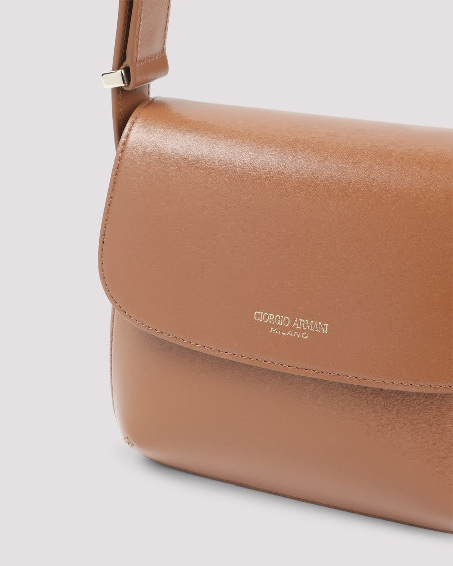 Giorgio Armani La Prima Brown Bovine Leather Shoulder Bag