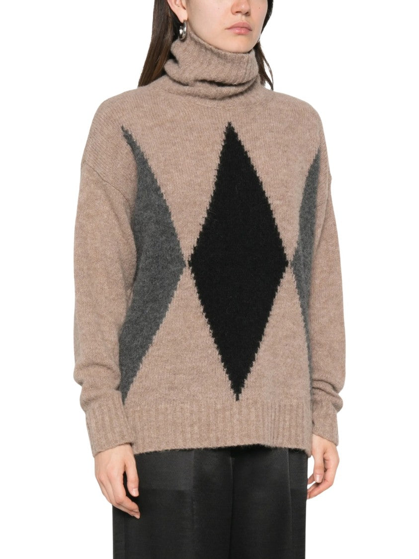 Jucca Brown Argyle Turtleneck