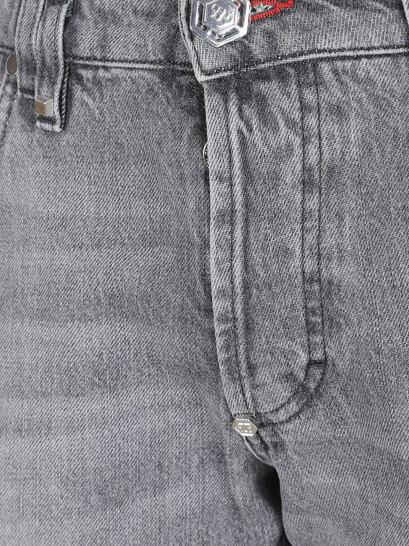 Philipp Plein Straight-Leg Grey Denim Jeans