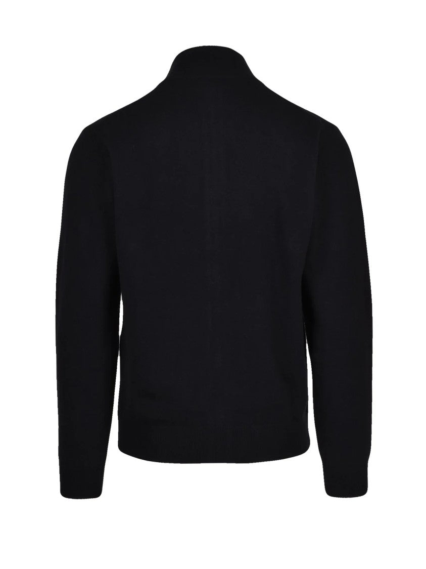 Gant Black High Collar Zip Wool Cardigan