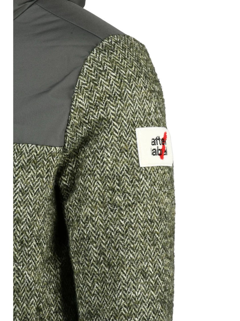 After Label Short Padded Jacket With Herringbone Fabric And Adjustable Cuffs