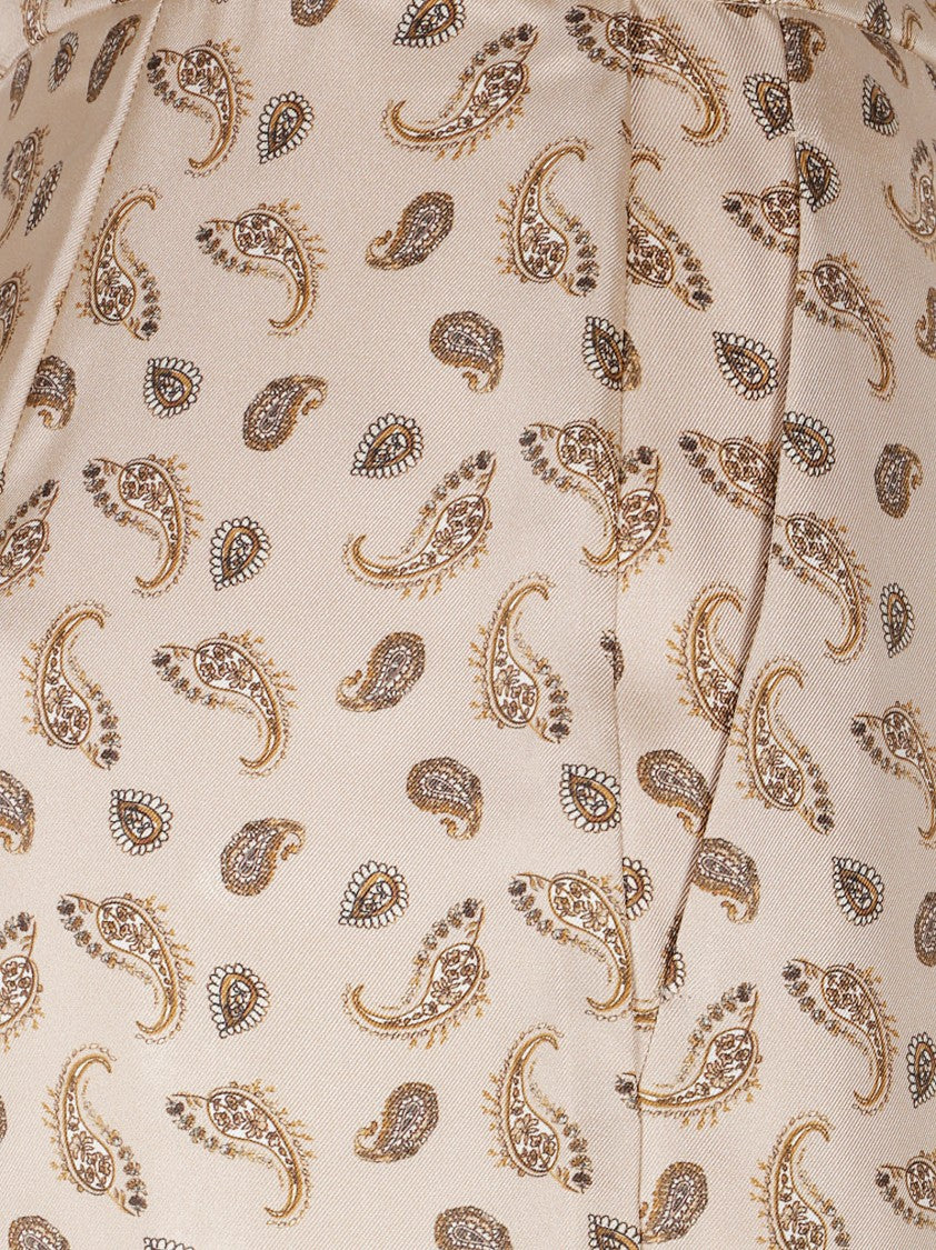Max Mara Straight-Leg Silk Trousers With Paisley Pattern And Tailored Waistband