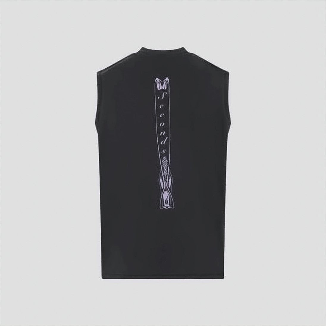 Our Legacy Sleeveless Black Top With Winged Skeleton Graphic