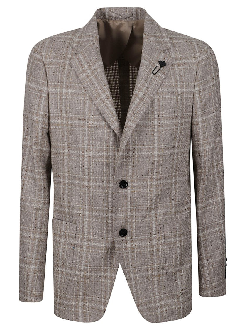 Lardini Single-Breasted Wool-Cashmere Blazer With Notch Lapel