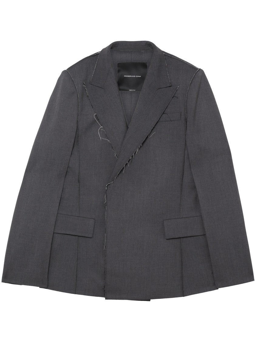 Federico Cina Double-Breasted Tailored Jacket With Structured Shoulders