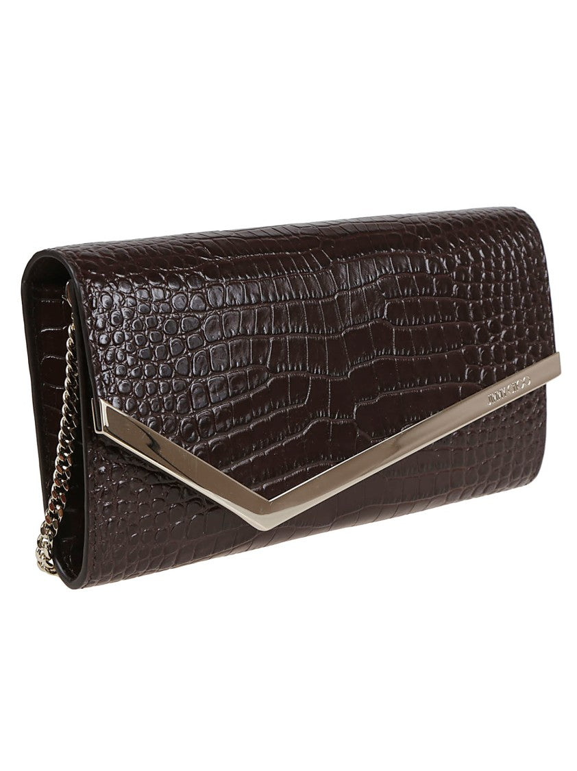 Jimmy Choo Emmie Clutch In Soft Crocodile-Embossed Calfskin