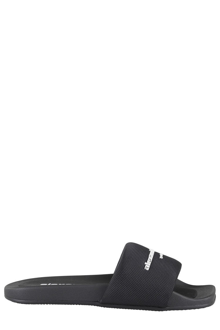 Alexander Wang Black Aw Pool Slide Padded Nylon Rubber Slides