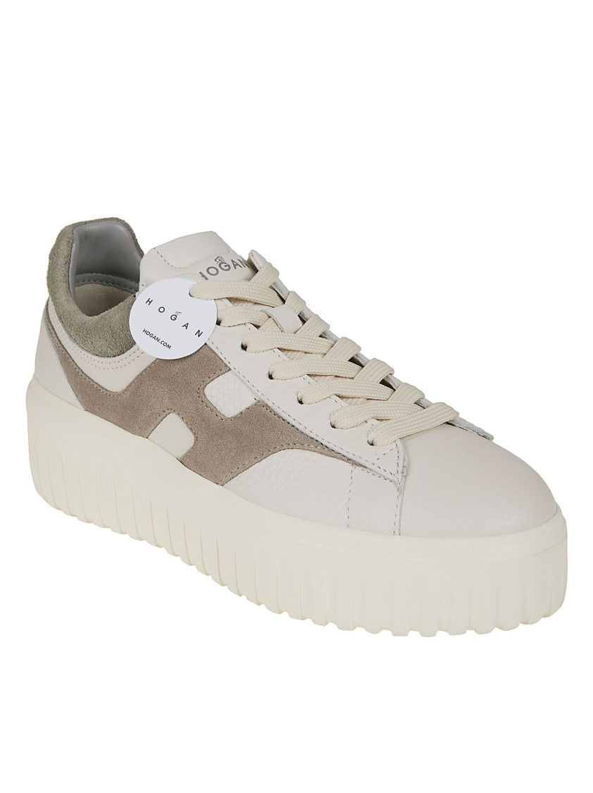 Hogan Calfskin Sneakers With Suede Panels And Sole
