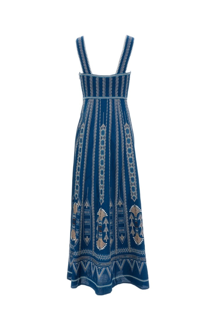Emporio Sirenuse Ballerina Embroidered Linen-Cotton Dress