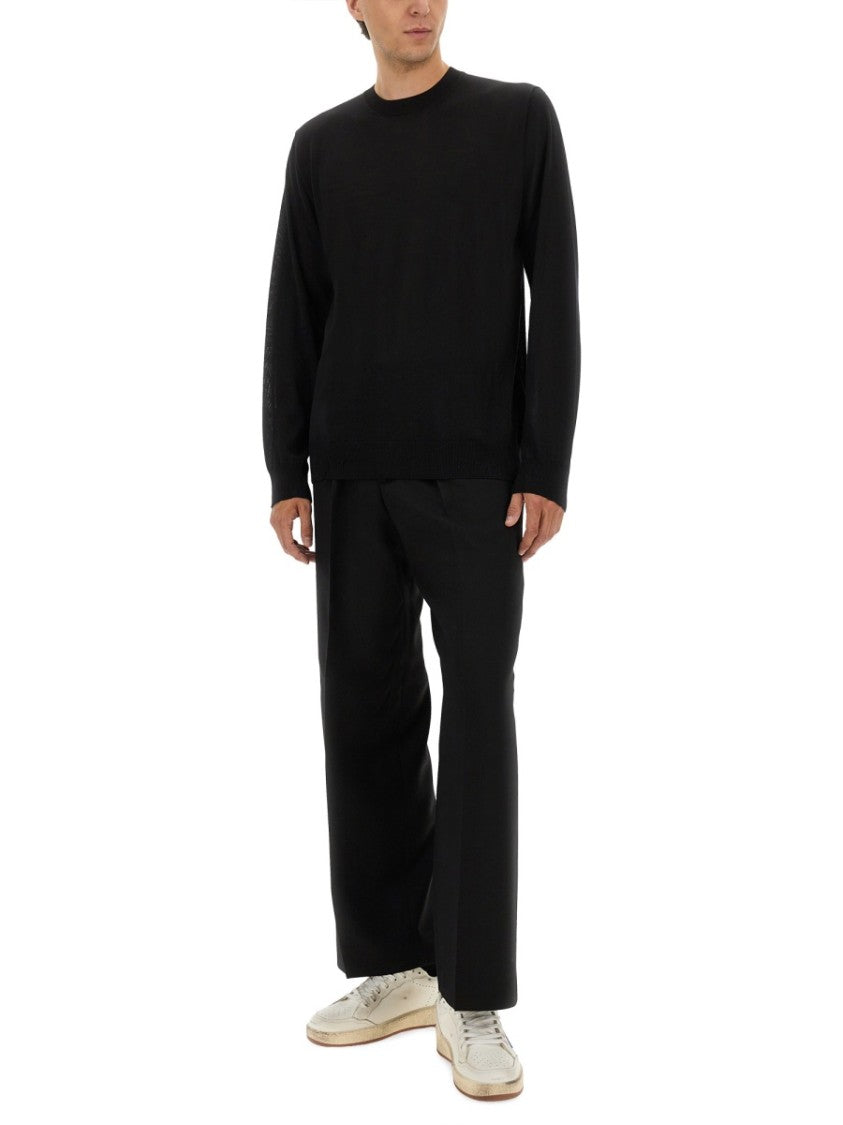 Golden Goose Classic Black Wool Jersey With Ribbed Cuffs