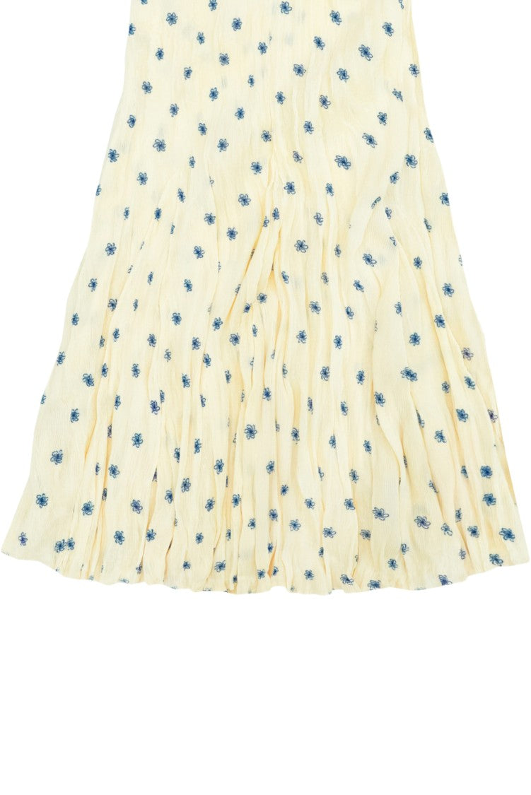 Gongdid Design Pleated Maxi Dress With Floral Pattern