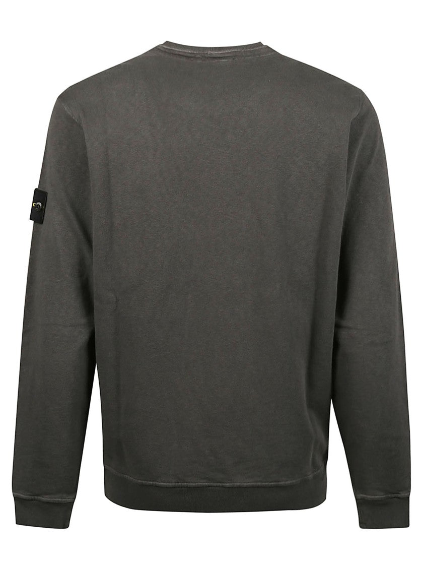 Stone Island Grey Logo Patch Cotton Sweatshirt
