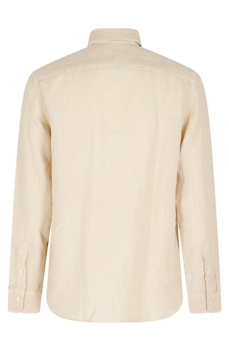 Seventy Beige Flap Pocket Button Placket Linen Shirt