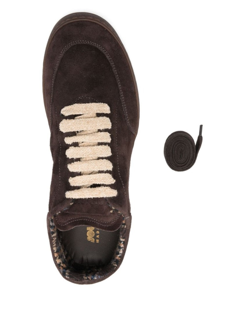 Soldini Sleek Low-Top Brown Suede Sneakers