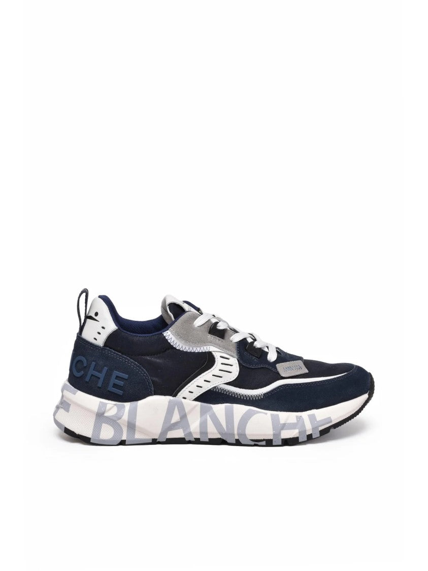 Voile Blanche Blue Patchwork Leather-Blend Sneakers