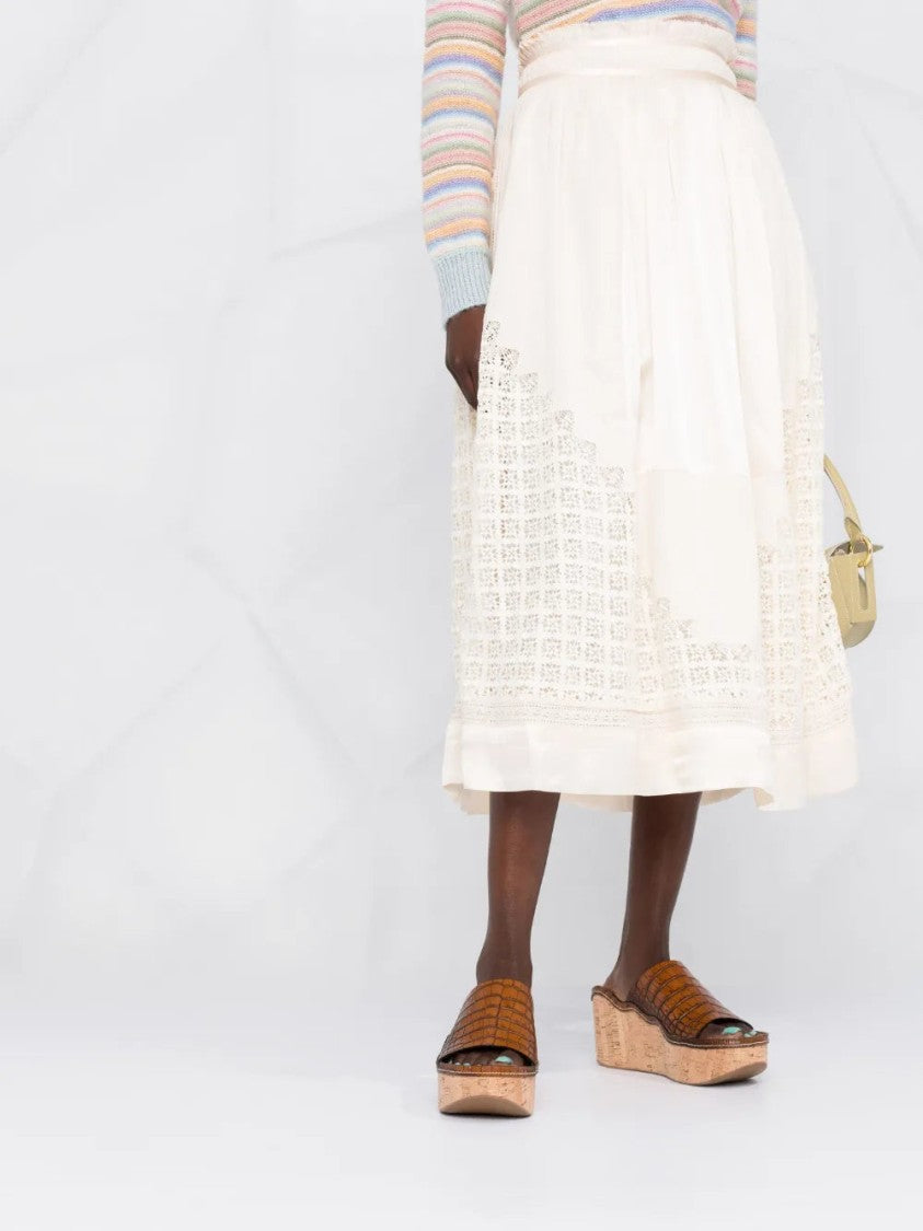 Ulla Johnson Cadena Lace-Insert Midi Skirt