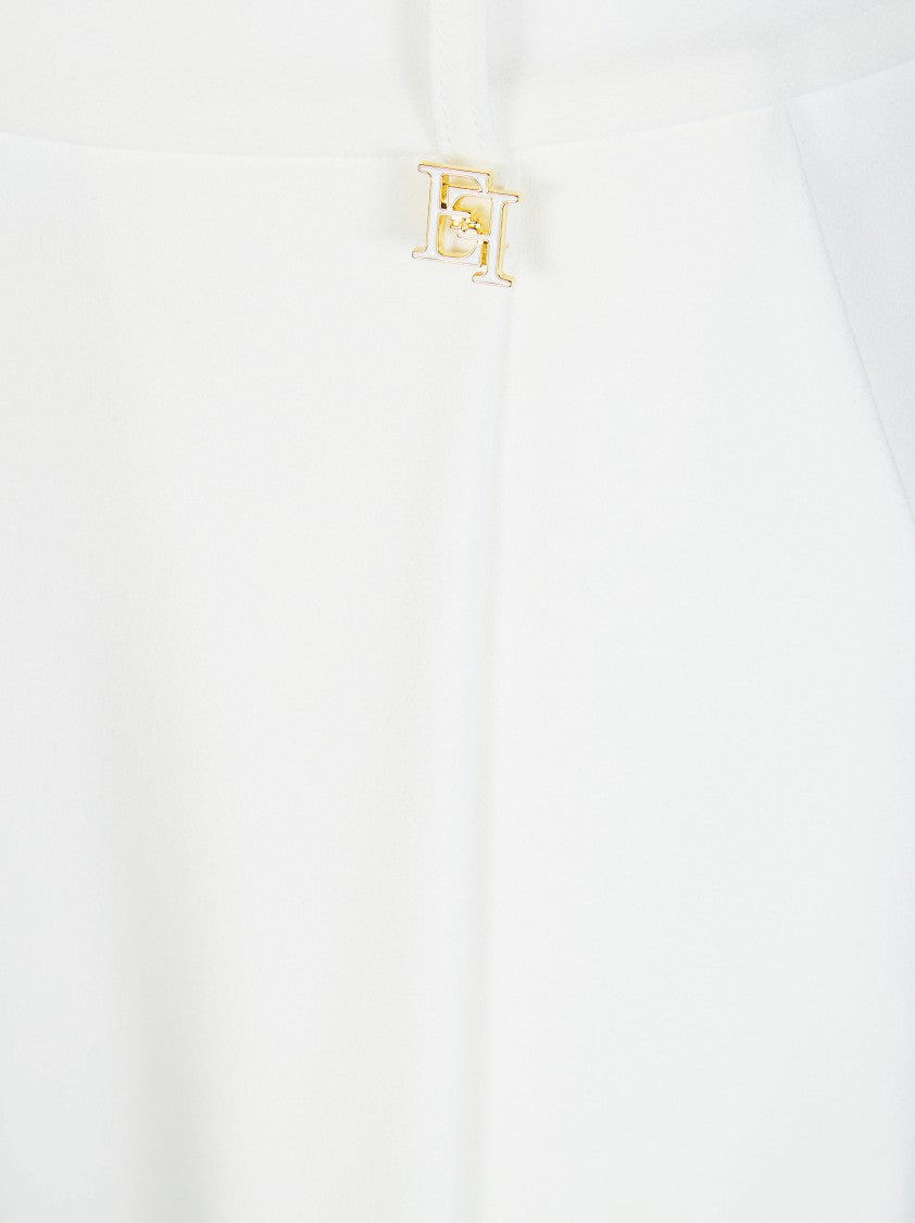 Elisabetta Franchi High Waist Pleated Gold Logo Trousers