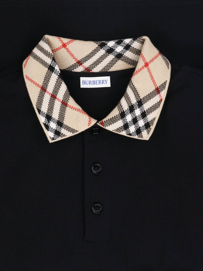 Burberry Short-Sleeved Polo Shirt With Distinctive Plaid Collar