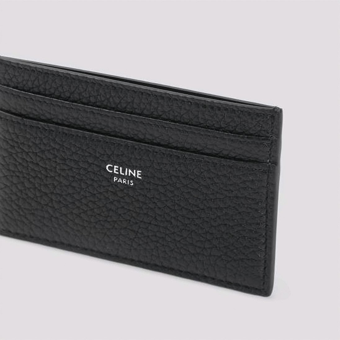 Celine Textured Calf Leather Cardholder With Embossed Branding
