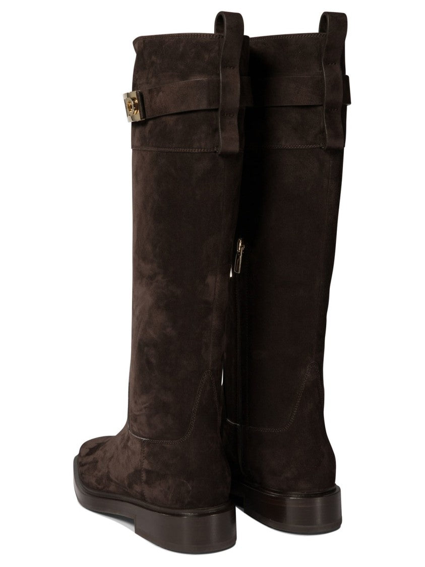 Ferragamo Tall Brown Suede Boots