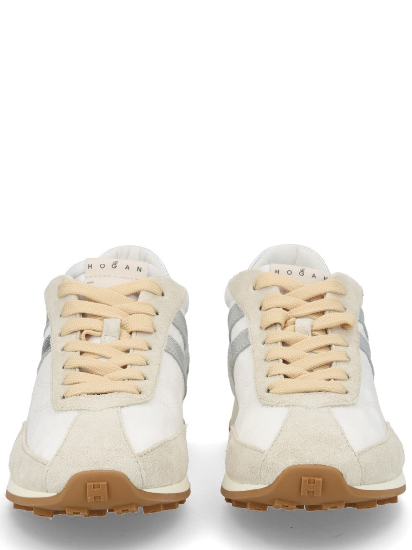 Hogan Beige Low-Profile Silver Accent Sneakers