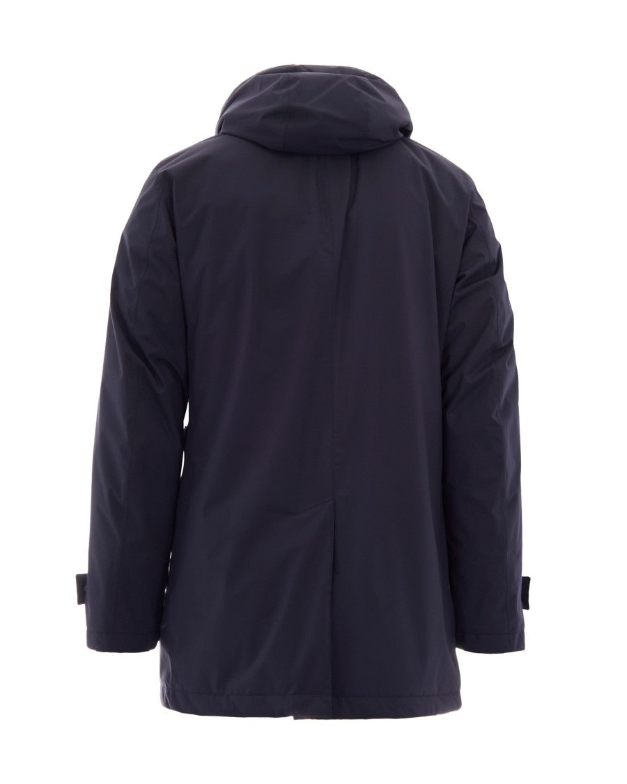 Herno Blue Technical Hooded Down Jacket