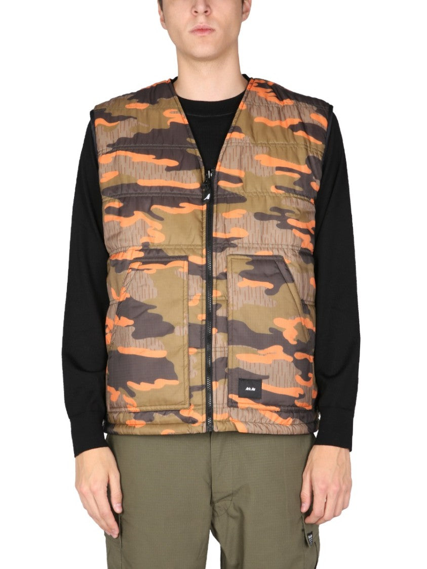 Arkair Reversible Quilted Gilet With Bold Camouflage