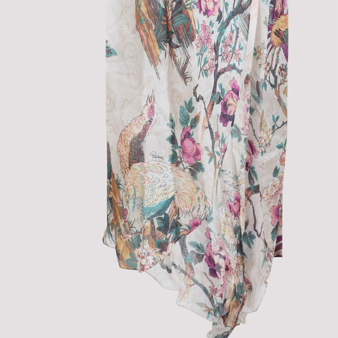 Roberto Cavalli Beige Silk Dress With Asymmetric Hem