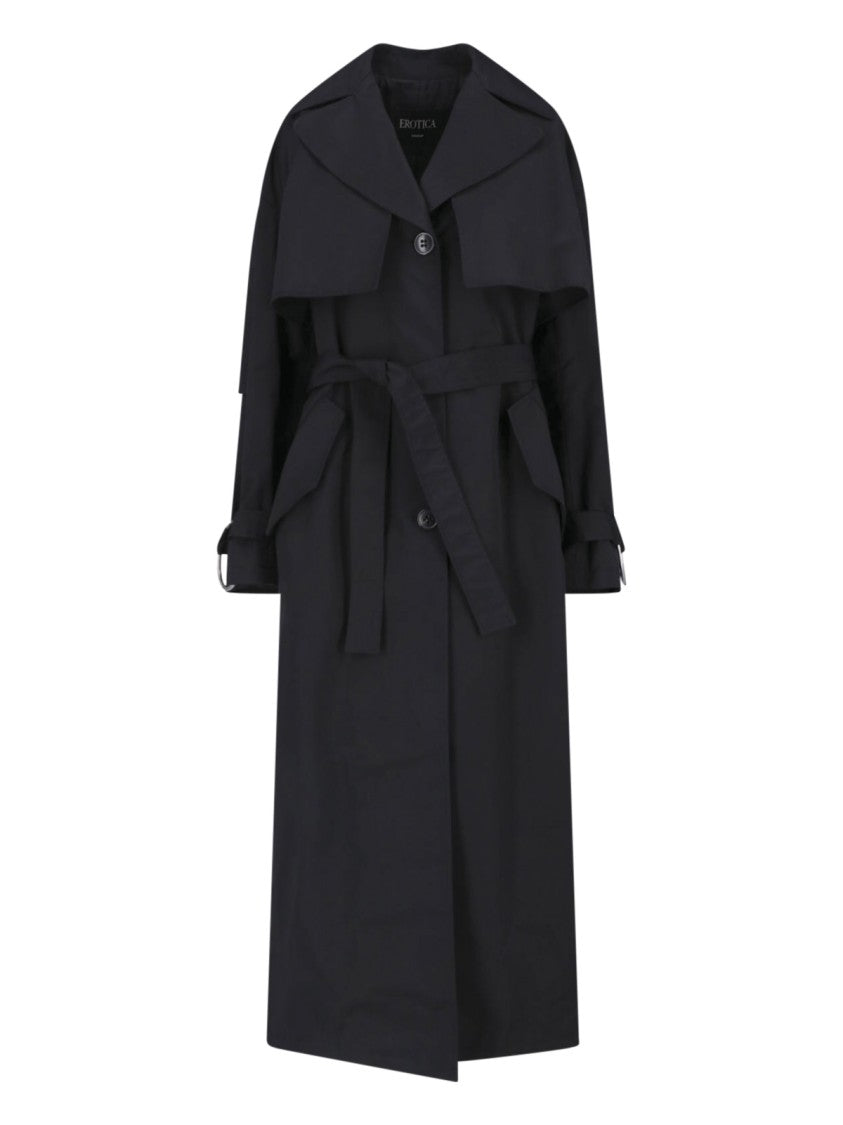 Dondup Black Cotton-Blend Canvas Trench Coat